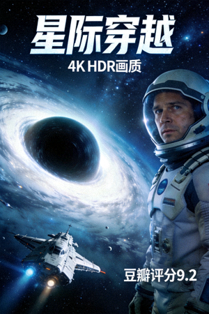 科幻大片《星际穿越》高清海报 - 4K HDR画质，豆瓣评分9.2